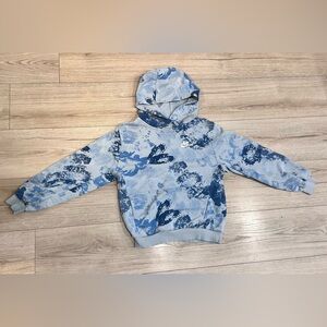 Nike Boys Beige Blue Splattered Hooded Sweatshirt Large